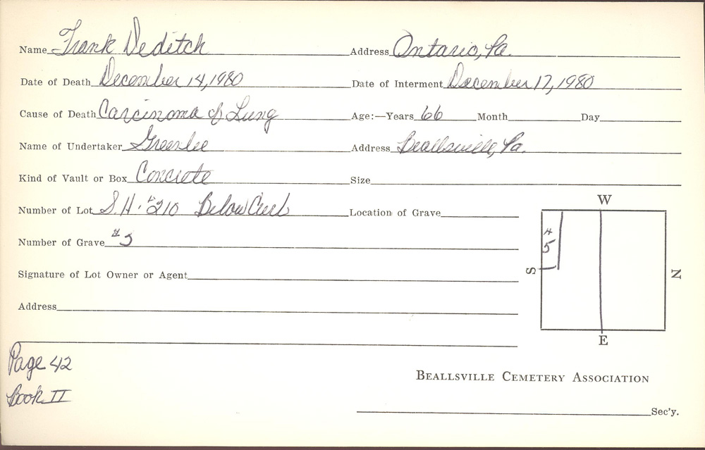 burial card